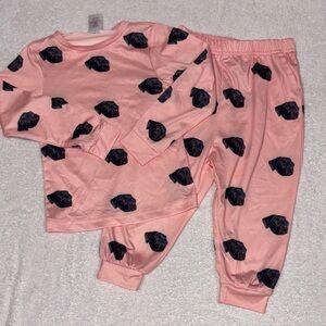Pet face pajamas Pink with black lab 2/3 girls
